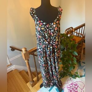 LOFT Black Floral Jumpsuit